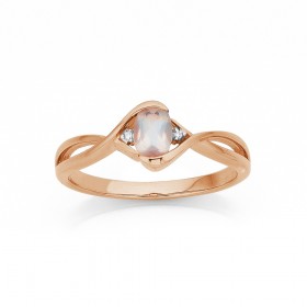 9ct+Rose+Quartz+%26amp%3B+Diamond+Ring