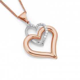 9ct-Rose-Gold-Diamond-Set-Heart-Pendant on sale