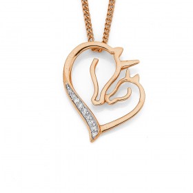 9ct+Rose+Gold+Diamond+Set+Unicorn+Pendant