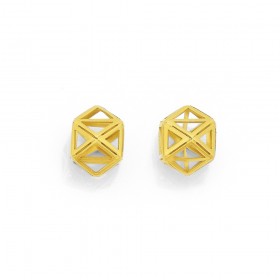 9ct+3D+Geometric+Prism+Studs