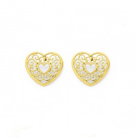 9ct%2C+Filigree+Open+Heart+Stud+Earrings