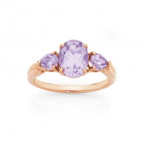 9ct+Rose+Gold+Pink+Amethyst+Ring