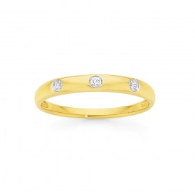 9ct+3+Stone+Diamond+Band