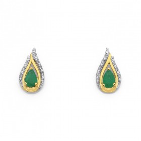 9ct-Emerald-Diamond-Earrings on sale