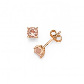 9ct+Rose+Gold+5mm+Morganite+Studs