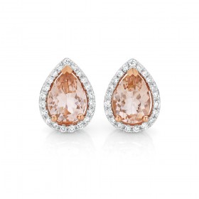 9ct-Rose-Gold-Morganite-Diamond-Earrings on sale