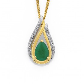 9ct-Emerald-Diamond-Pendant on sale