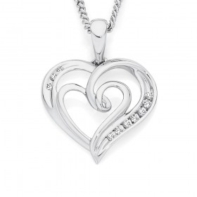 9ct-White-Gold-Diamond-Heart-Pendant on sale