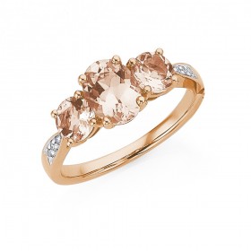 9ct+Rose+Gold%2C+Morganite+Diamond+Ring