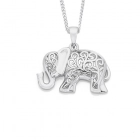 Sterling+Silver+Filigree+Elephant+Pendant