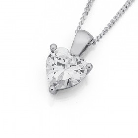 Sterling+Silver+Cubic+Zirconia+Heart+Pendant