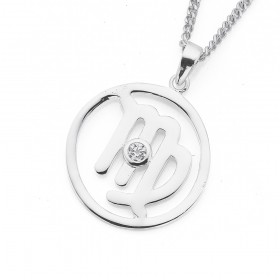 Sterling+Silver+Cubic+Zirconia+Virgo+Zodiac+Pendant