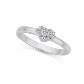 Sterling+Silver+Cubic+Zirconia+Heart+Stacker+Ring