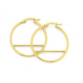 9ct+Cross+Bar+Hoops+27mm