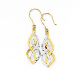 9ct%2C+Diamond+Cut+Drop+Earrings