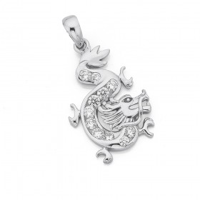 Sterling+Silver+Cubic+Zirconia+Dragon+Pendant