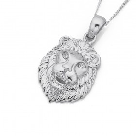 Sterling-Silver-Cubic-Zirconia-Lion-Pendant on sale