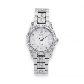 Elite-Ladies-Silver-Tone-Stone-Set-Watch on sale