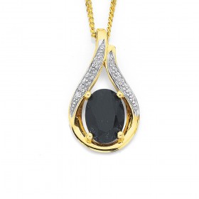 9ct+Sapphire+%26amp%3B+Diamond+Pendant