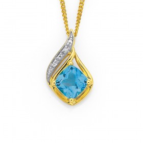 9ct+Blue+Topaz+%26amp%3B+Diamond+Pendant