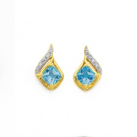 9ct-Blue-Topaz-Diamond-Earrings on sale