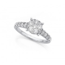 9ct-White-Gold-Diamond-Ring-TDW1ct on sale