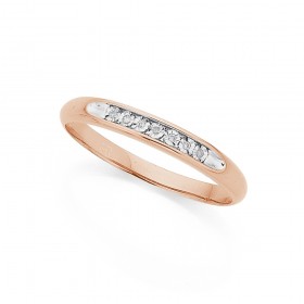 9ct+Rose+Gold+Diamond+Set+Stacker+Ring