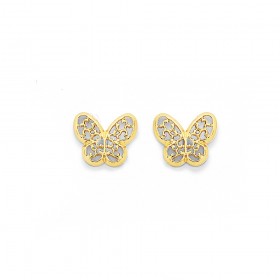 9ct+Filigree+Butterfly+Stud+Earrings