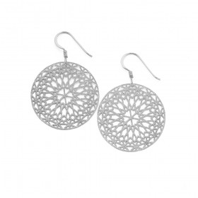 Sterling+Silver+Round+Lace+Disc+Drop+Earrings