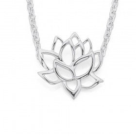 Sterling+Silver+Open+Lotus+Flower+Necklet