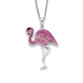 Sterling+Silver+Crystal+Pink+Flamingo+Pendant