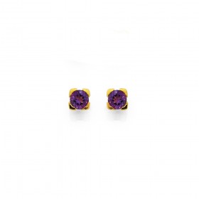 9ct+Amethyst+Studs