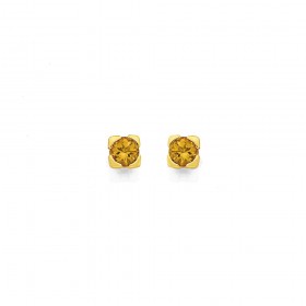 9ct+Citrine+Studs