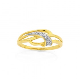 9ct+Diamond+Set+Twist+Ring