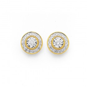 9ct%2C+Diamond+Round+Framed+Stud+Earrings