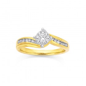 9ct%2C+Diamond+Twist+Cluster+Ring