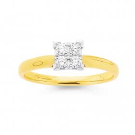 9ct+Two+Tone+Diamond+Engagement+Ring