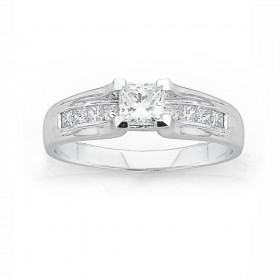 18ct-White-Gold-Princess-Cut-Diamond-Ring-Total-Diamond-Weight100ct on sale