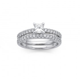 18ct+White+Gold+Diamond+Bridal+Set+Total+Diamond+Weight%3D1.00ct