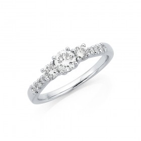 18ct+White+Gold%2C+Diamond+Ring+Total+Diamond+Weight%3D.75ct