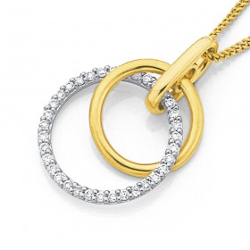 9ct+Two+Tone+Diamond+Pendant