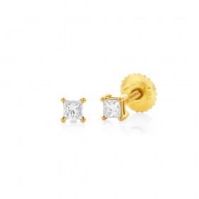 18ct+Princess+Cut+Diamond+Screwback+Studs+Total+Diamond+Weight%3D.25ct