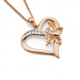 9ct-Rose-Gold-Diamond-and-Morganite-Butterfly-Pendant on sale