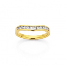 18ct+12+Stone+Diamond+Curve+Ring