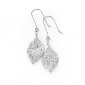 Sterling+Silver+Leaf+Drop+Earrings