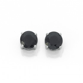 Sterling+Silver+5mm+Black+Sapphire+Studs