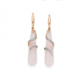 9ct+Rose+Quartz+%26amp%3B+Diamond+Swirl+Earrings