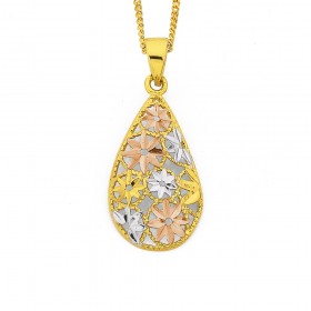 9ct+Filigree+Pear+Pendant