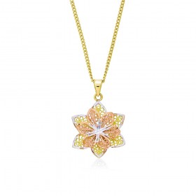 9ct+Mesh+Flower+Pendant