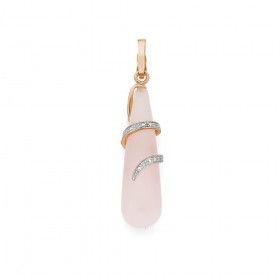 9ct+Rose+Quartz+%26amp%3B+Diamond+Swirl+Pendant